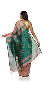 Peach Fine Tussar Silk Saree-Tussar Saree-parinitasarees