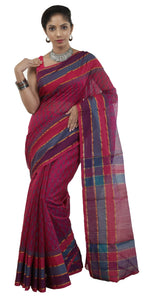 Pink Chanderi Saree with Ajrakh Block Prints-Chanderi Sarees-parinitasarees