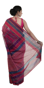 Pink Chanderi Saree with Ajrakh Block Prints-Chanderi Sarees-parinitasarees