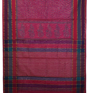 Pink Chanderi Saree with Ajrakh Block Prints-Chanderi Sarees-parinitasarees