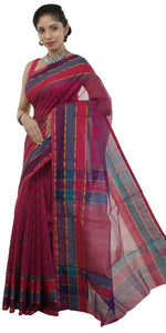 Pink Chanderi Saree with Ajrakh Block Prints-Chanderi Sarees-parinitasarees