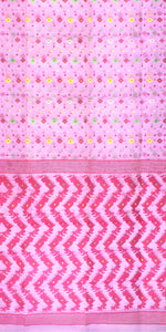 Pink Muslin Saree with Dhakai Motifs-Muslin saree-parinitasarees