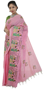 Pink Shantiniketan Cotton Saree-parinitasarees