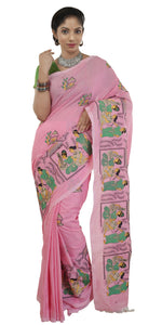 Pink Shantiniketan Cotton Saree-parinitasarees