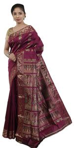 Purple Baluchari Silk Saree with Magnificent Pallav-Baluchari saree-parinitasarees