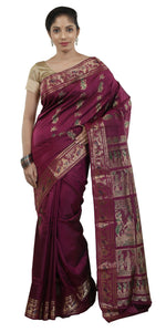 Purple Baluchari Silk Saree with Magnificent Pallav-Baluchari saree-parinitasarees