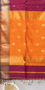 Purple Maheshwari Saree with Floral Motifs-Maheshwari Saree-parinitasarees