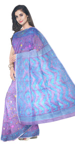 Purple Muslin Saree with Dhakai Motifs-Muslin saree-parinitasarees