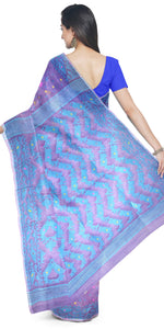 Purple Muslin Saree with Dhakai Motifs-Muslin saree-parinitasarees