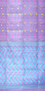 Purple Muslin Saree with Dhakai Motifs-Muslin saree-parinitasarees