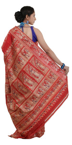 Red Baluchari Silk Saree with Gorgeous Pallav-Baluchari saree-parinitasarees