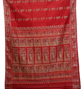 Red Baluchari Silk Saree with Gorgeous Pallav-Baluchari saree-parinitasarees