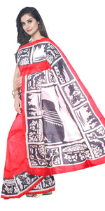 Red Bishnupuri Silk Saree with Rural Silhouette-Bishnupuri silk saree-parinitasarees