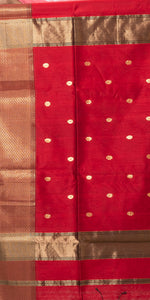 Red Maheshwari Saree with Floral Motifs-Maheshwari Saree-parinitasarees