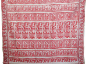 Red-White Baluchari Silk Saree with Grand Pallav-Baluchari saree-parinitasarees