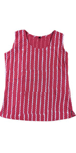 Red Women's Cotton Top with Handblock Prints-parinitasarees