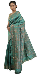 Sea-green Baluchari Silk Saree with Alluring Pallav-Baluchari saree-parinitasarees