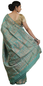 Sea-green Baluchari Silk Saree with Alluring Pallav-Baluchari saree-parinitasarees