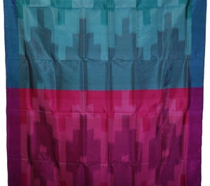 Turquoise Bishnupuri Silk Saree with Ikat Pattern-Bishnupuri silk saree-parinitasarees