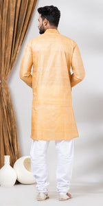 Tussar Silk Kurta with Grand Embroidery- M-Men's Kurtas-parinitasarees