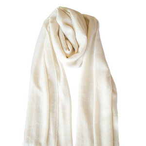 Undyed Pristine White GI Certified Pashmina Stole-parinitasarees