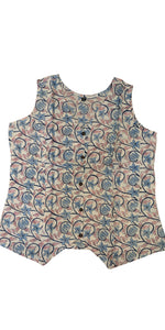 White Cotton Women's Top with Batik Prints-parinitasarees