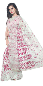 White Mul Cotton Saree with Batik Block Prints-Mul Cotton-parinitasarees