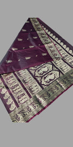 Wine Baluchari Silk Saree with Gorgeous Pallav-Baluchari saree-parinitasarees