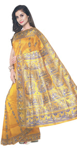 Yellow Baluchari Saree with Gorgeous Pallav-Baluchari saree-parinitasarees