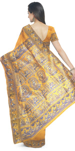 Yellow Baluchari Saree with Gorgeous Pallav-Baluchari saree-parinitasarees
