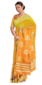 Yellow Mul Cotton Saree with Traditional Motifs-Mul Cotton-parinitasarees