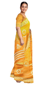 Yellow Mul Cotton Saree with Traditional Motifs-Mul Cotton-parinitasarees