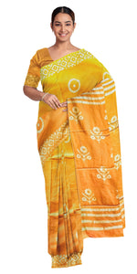 Yellow Mul Cotton Saree with Traditional Motifs-Mul Cotton-parinitasarees