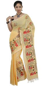 Yellow Shantiniketan Cotton Saree-parinitasarees