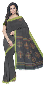Black Handspun Cotton Saree with Stylish Pallav-Handspun Cotton-parinitasarees