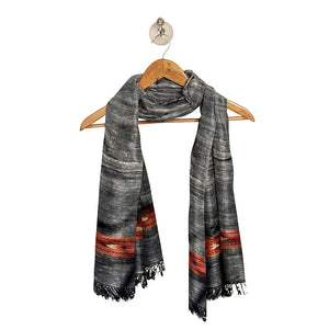 Black Merino and Angora Wool Shawl with Kullu Pattern-Shawls-parinitasarees