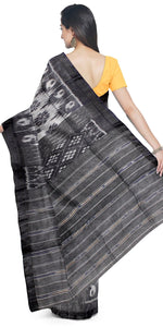 Black Tant Cotton with Ikat Pattern-Tant saree-parinitasarees