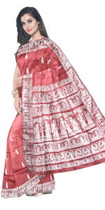 Burgundy Baluchari Saree with Gorgeous Pallav-Baluchari saree-parinitasarees