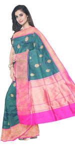Dual Tone Green-Blue Benarasi Silk Saree-Banarasi silk saree-parinitasarees