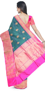 Dual Tone Green-Blue Benarasi Silk Saree-Banarasi silk saree-parinitasarees