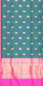 Dual Tone Green-Blue Benarasi Silk Saree-Banarasi silk saree-parinitasarees
