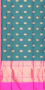 Dual Tone Green-Blue Benarasi Silk Saree-Banarasi silk saree-parinitasarees