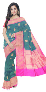 Dual Tone Green-Blue Benarasi Silk Saree-Banarasi silk saree-parinitasarees
