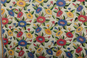 Floral Tussar Silk Dupatta with Kantha Embroidery-Dupattas-parinitasarees