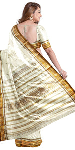 Garad Silk Saree with Coffee Floral Motifs-Garad Silk-parinitasarees