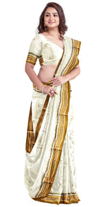 Garad Silk Saree with Coffee Floral Motifs-Garad Silk-parinitasarees