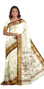 Garad Silk Saree with Coffee Paisley Motifs-Garad Silk-parinitasarees