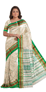 Garad Silk Saree with Light Green Floral Motifs-Garad Silk-parinitasarees