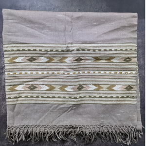 Grey-Brown Merino and Angora Wool Shawl with Kullu Pattern-Shawls-parinitasarees