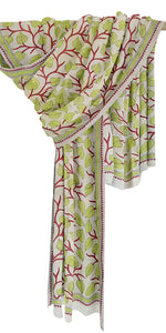 Leafy Tussar Silk Dupatta with Kantha Embroidery-Dupattas-parinitasarees